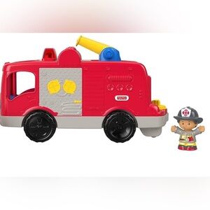 Fisher-Price Red Fire Truck with Firefighter LITTLE PEOPLE lights sounds play